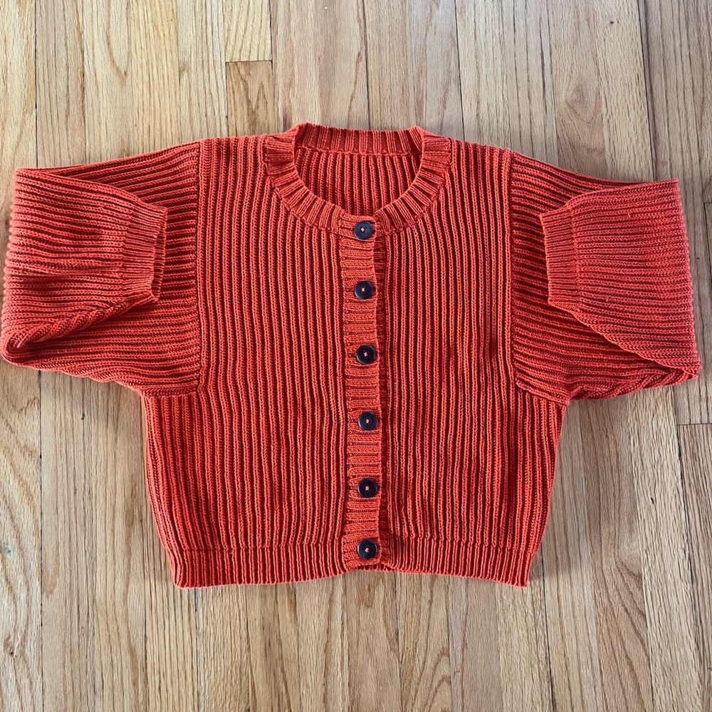 Misha and puff persimmon fisherman cardigan